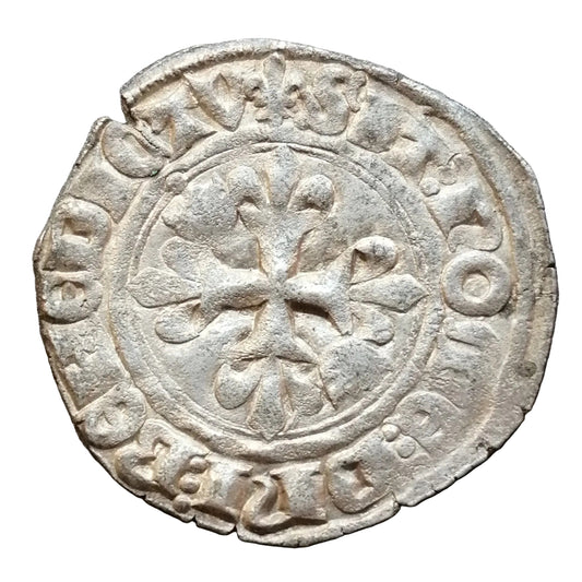 Charles VI (1380-1422) Gros dit florette - Fleur de lis initial - Paris 7ème émission - 2.99 gr