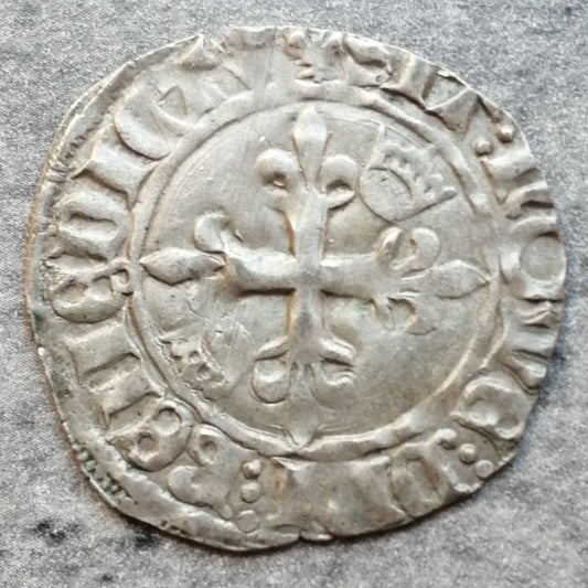 Charles VI (1380-1422) Gros dit florette - Fleur de lis initial - Troyes - 2.51 gr