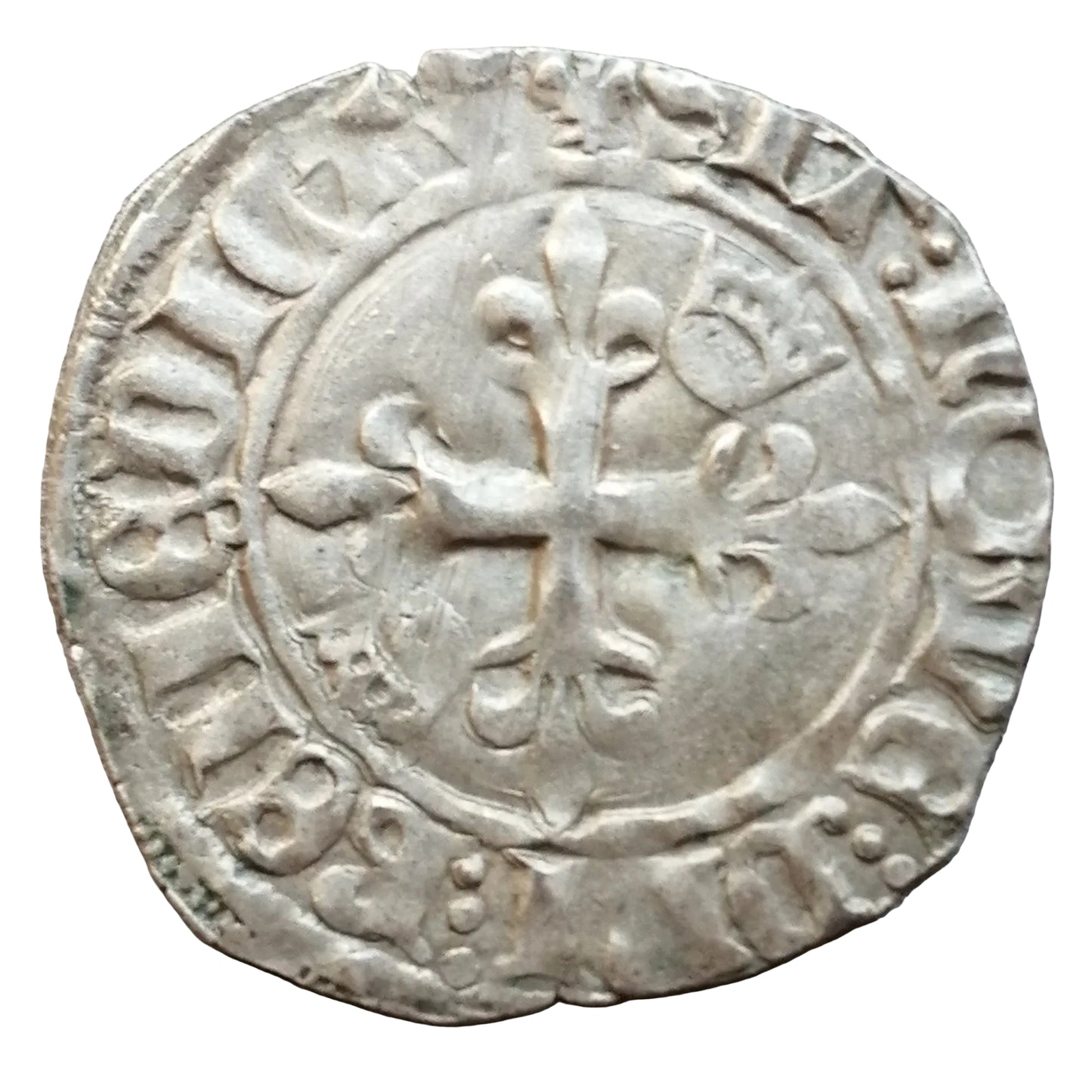 Charles VI (1380-1422) Gros dit florette - Fleur de lis initial - Troyes - 2.51 gr