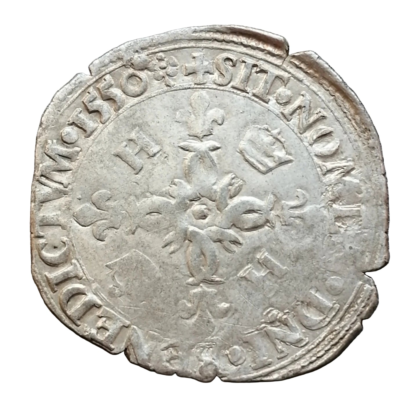Henri II (1547-1559) Douzain aux croissants 1550 I Limoges 2.51 gr