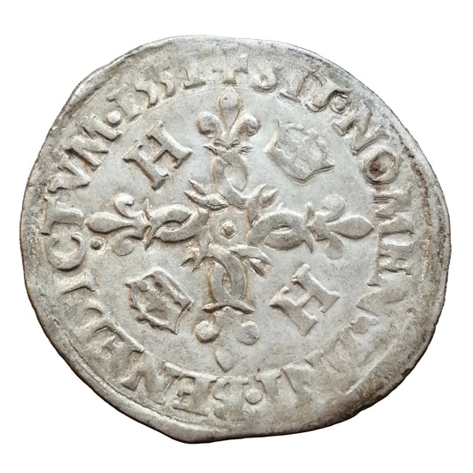 Henri II (1547-1559) Douzain aux croissants 1551 A Paris 2.41 gr