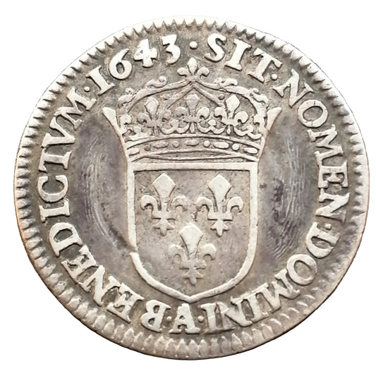 Louis XIV (1643-1715) 1/12 écu 1643 A Paris 2.21 gr
