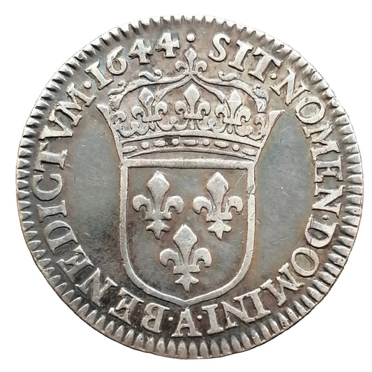 Louis XIV (1643-1715) 1/12 écu à la mèche courte 1644 A Paris 2.25 gr
