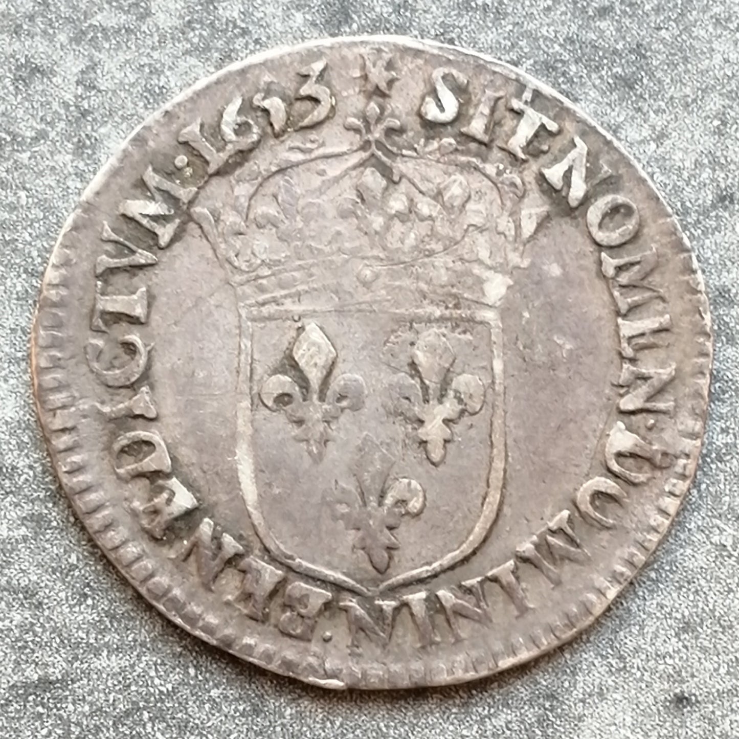 Louis XIV (1643-1715) 1/12 écu à la mèche longue 1653 N Montpellier 2.26 gr