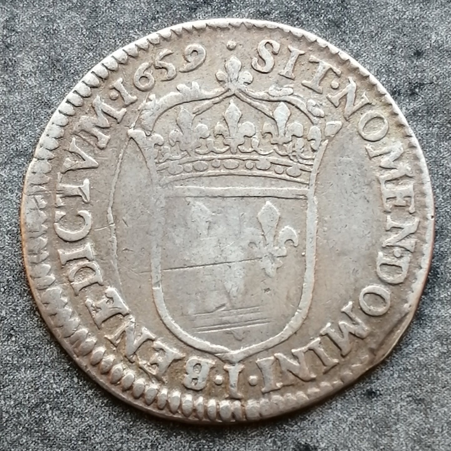 Louis XIV (1643-1715) 1/12 écu à la mèche longue 1659 I Limoges 2.22 gr