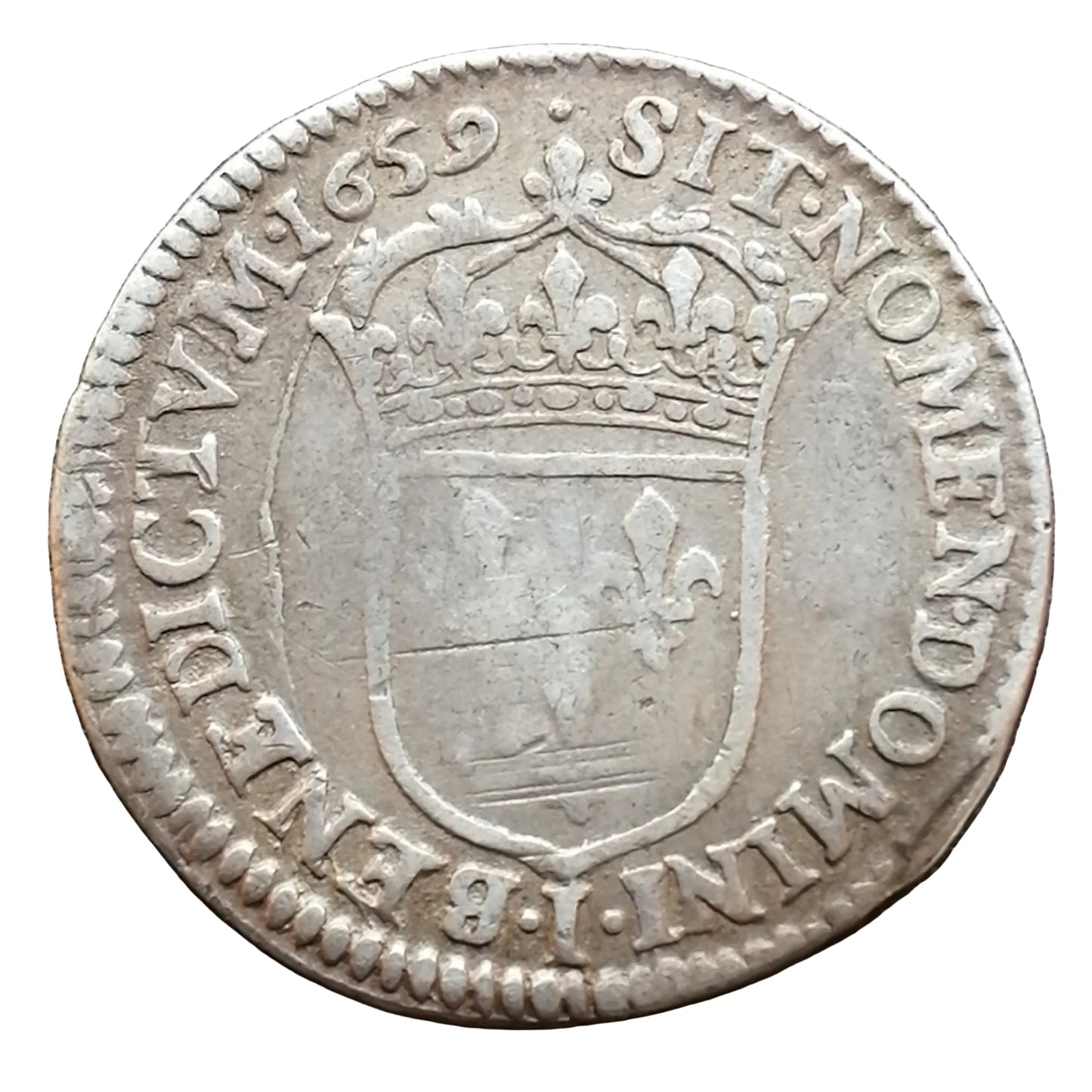 Louis XIV (1643-1715) 1/12 écu à la mèche longue 1659 I Limoges 2.22 gr