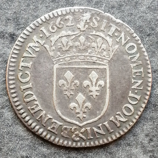Louis XIV (1643-1715) 1/12 écu au buste juvénile 1662 Aix 2.21 gr