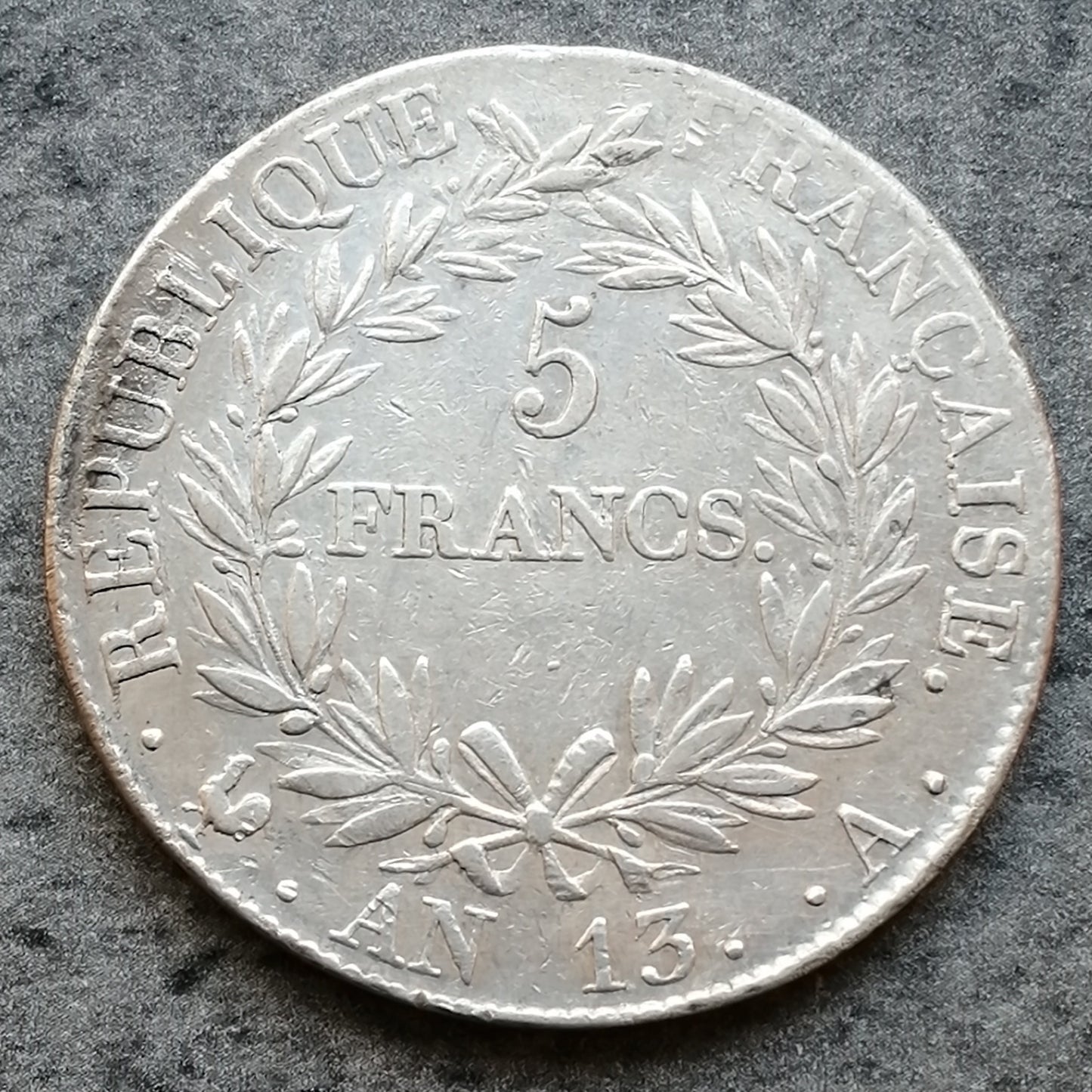 Napoléon Ier (1804-1814) 5 francs An 13 A Paris Argent 24.89 gr G. 580