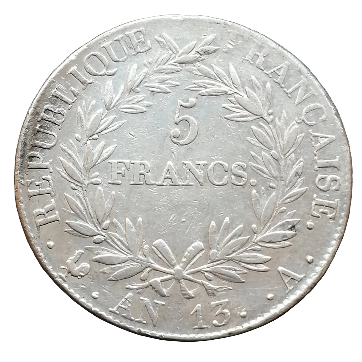 Napoleón I (1804-1814) 5 francos Año 13 A París Plata 24,89 gr G. 580