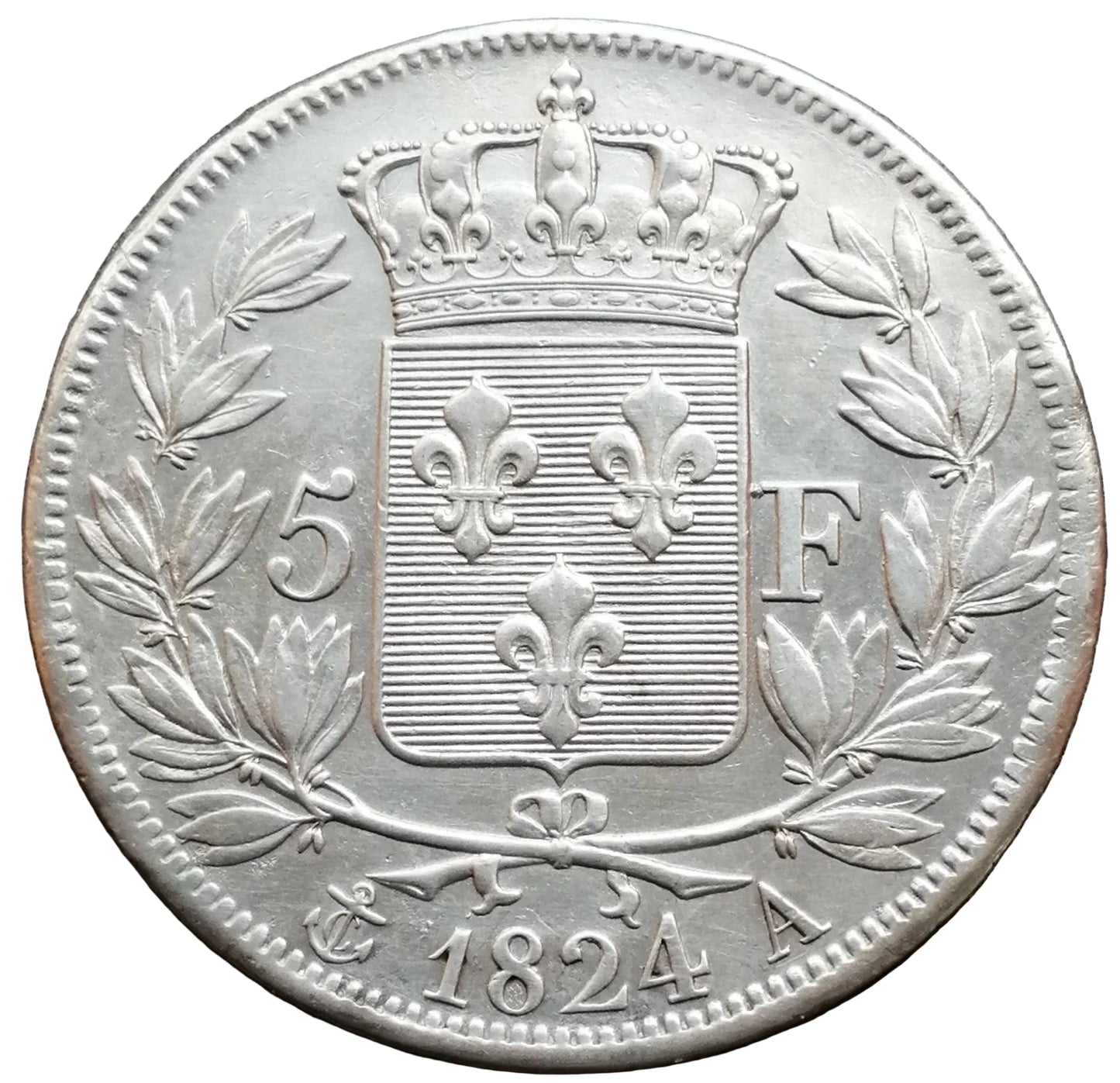 Louis XVIII (1815-1824) 5 francs 1824 A Paris Argent 24,86 gr