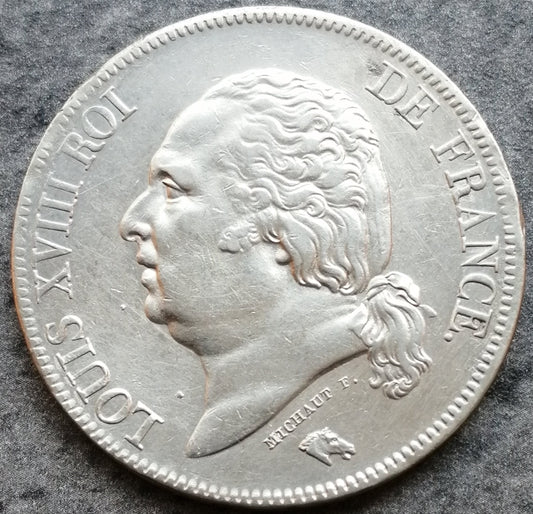 Louis XVIII (1815-1824) 5 francs 1824 A Paris Argent 24,86 gr