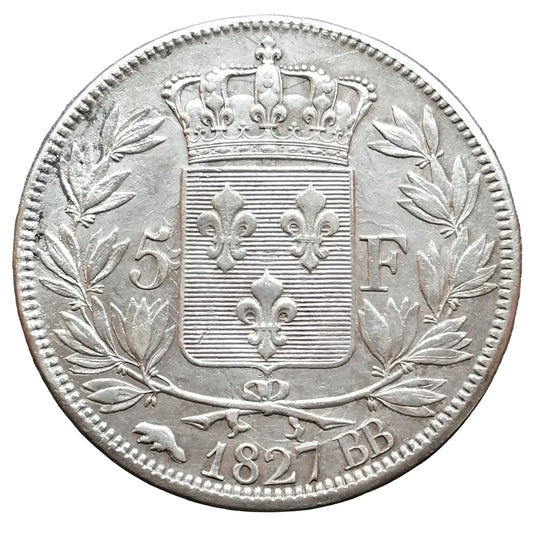Charles X (1824-1830) 5 francs 1827 BB Strasbourg - 24.83 gr