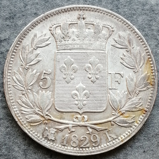Charles X (1824-1830) 5 francs 1829 K Bordeaux Argent 25.03 gr