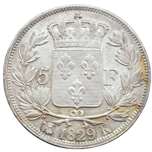 Charles X (1824-1830) 5 francs 1829 K Bordeaux Argent 25.03 gr
