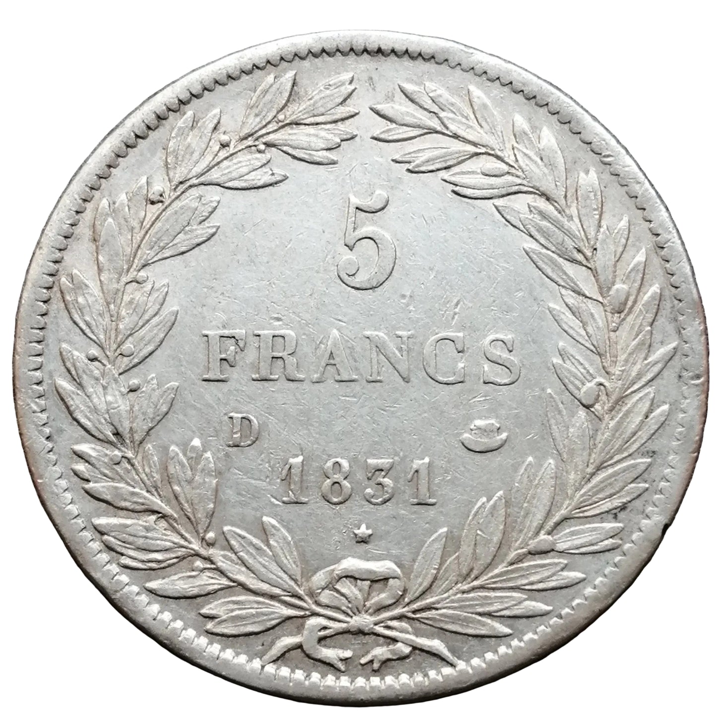 Louis Philippe (1830-1848) 5 francs 1831 D Lyon Argent 24,92 gr Avers