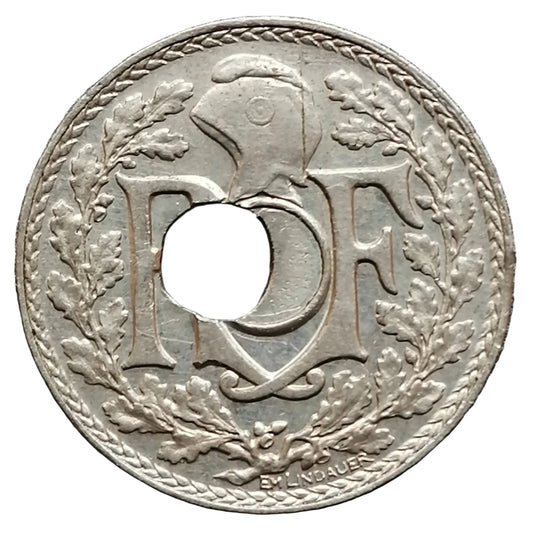 Fauté 5 centimes 1936 trou décentré Lindauer 1.95 gr