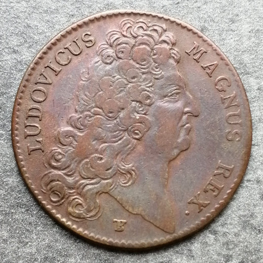 Jeton Louis 14 (1643-1715) Trésor Royal 1707 5,98 gr 28 mm