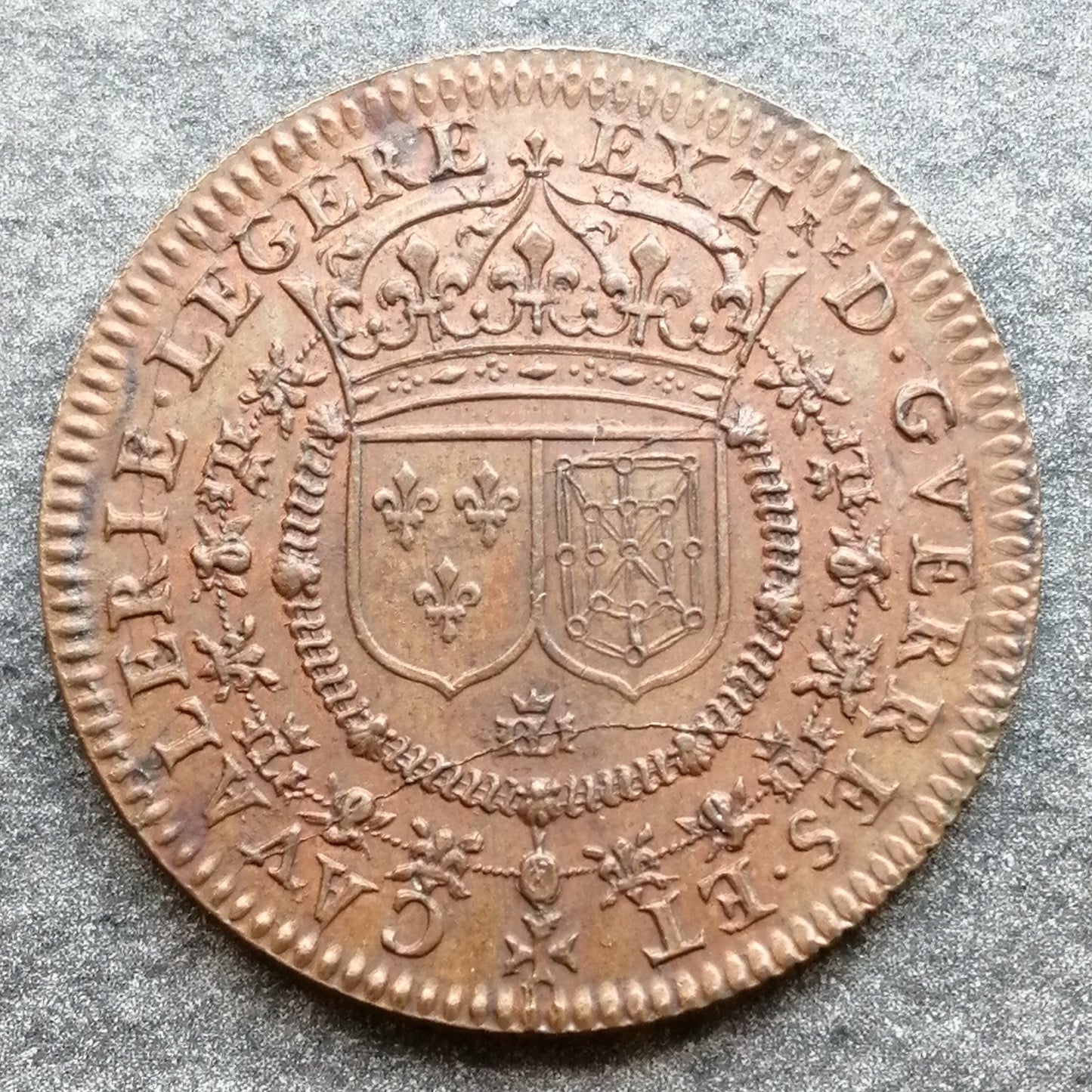 Jeton Extraordinaire des guerres Cavalerie légère 1661 7.84 gr