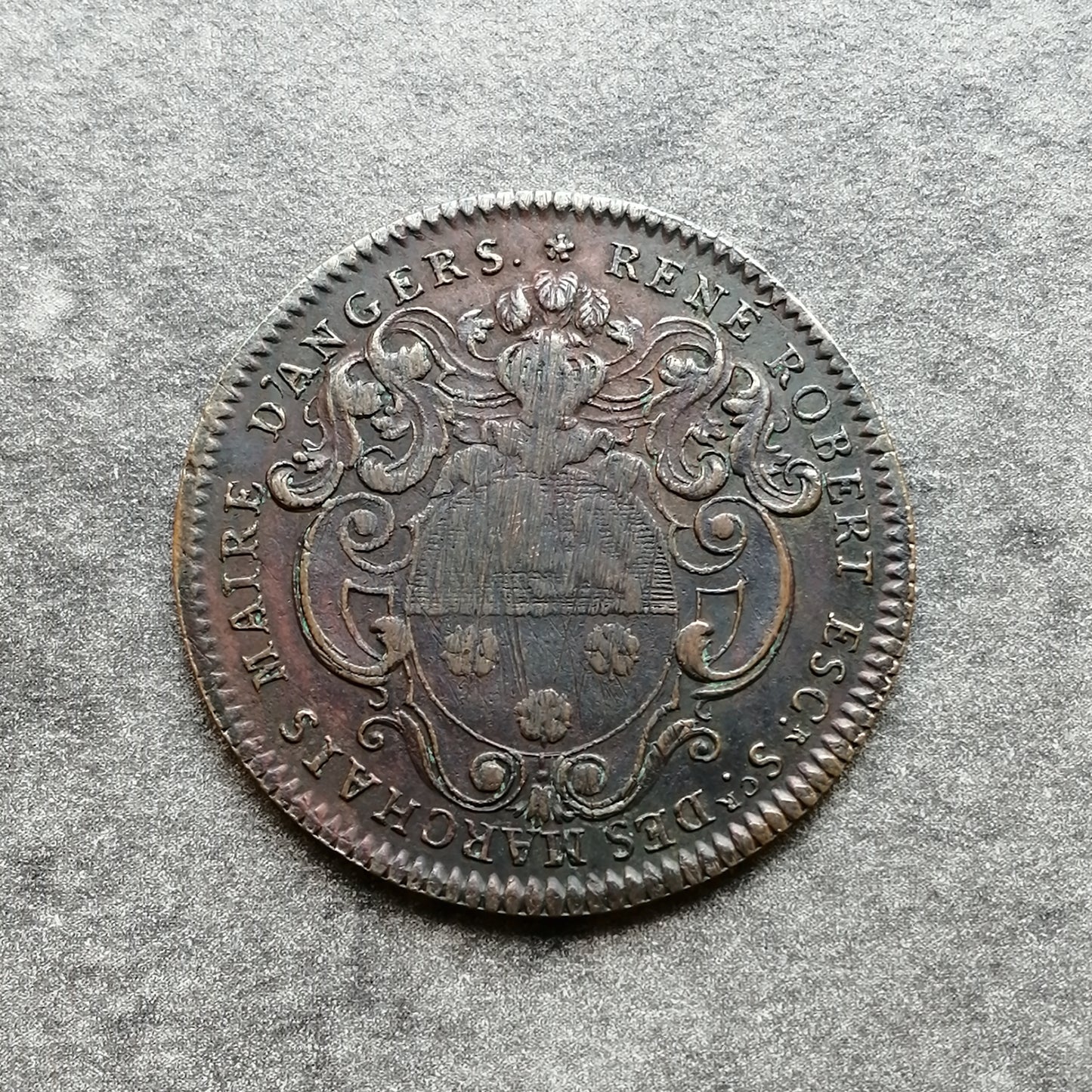 Jeton Anjou René Robert Mayor of Angers 1729 7.39 GR