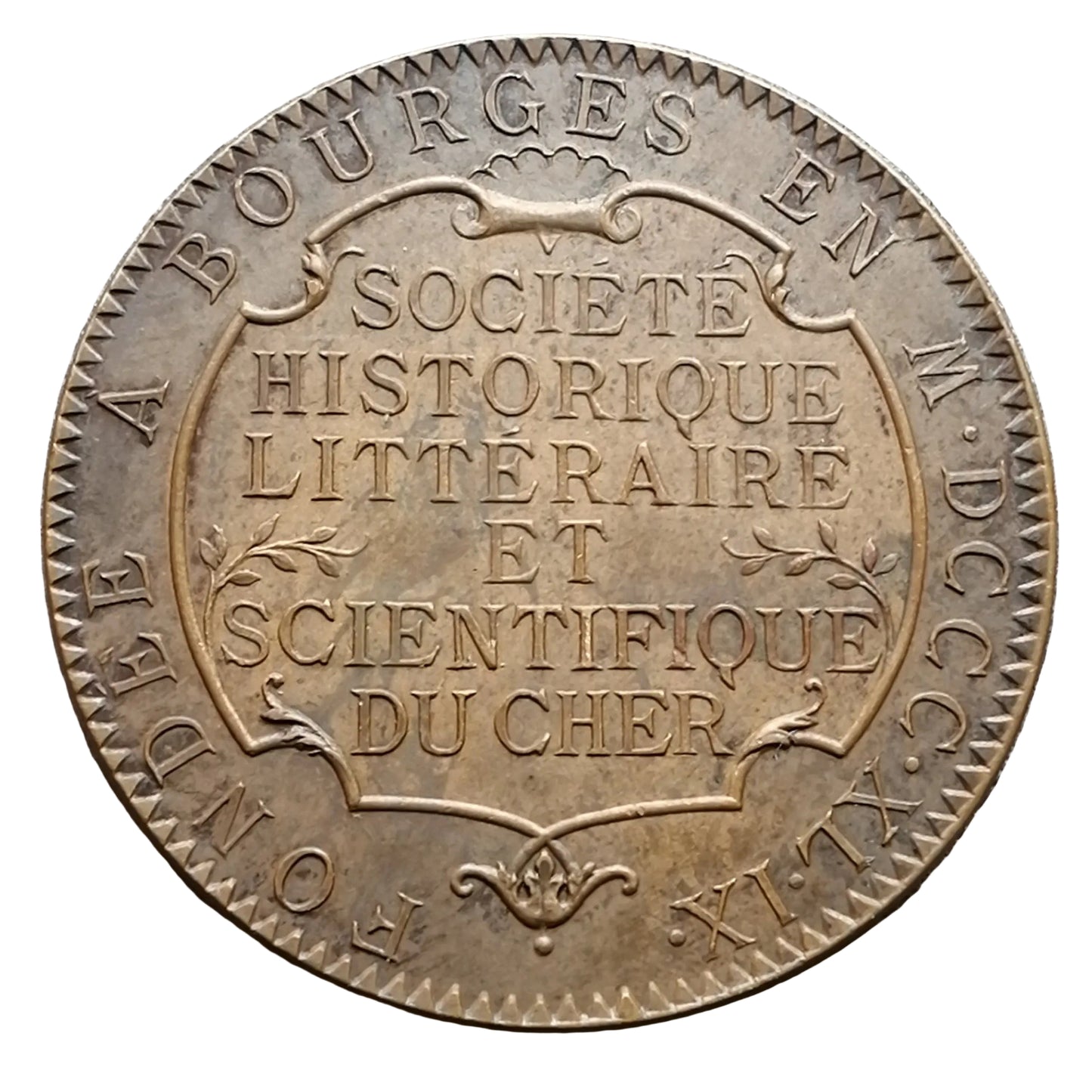 Bourges token Bourges Society Historical and Literraire founded in 1849 (Cher) 11.81 gr