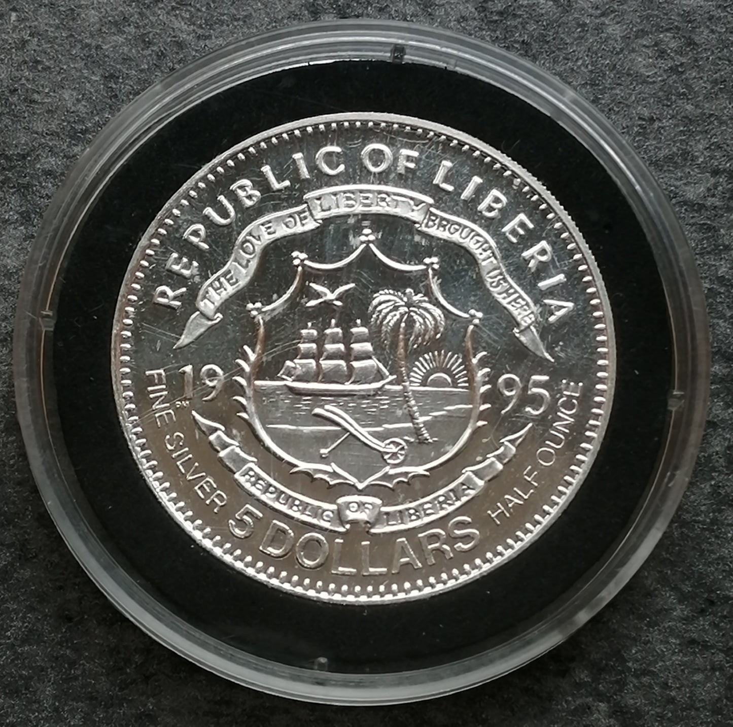 Liberia 1995 5 dollars Benz 1886 Half Once Fine silver