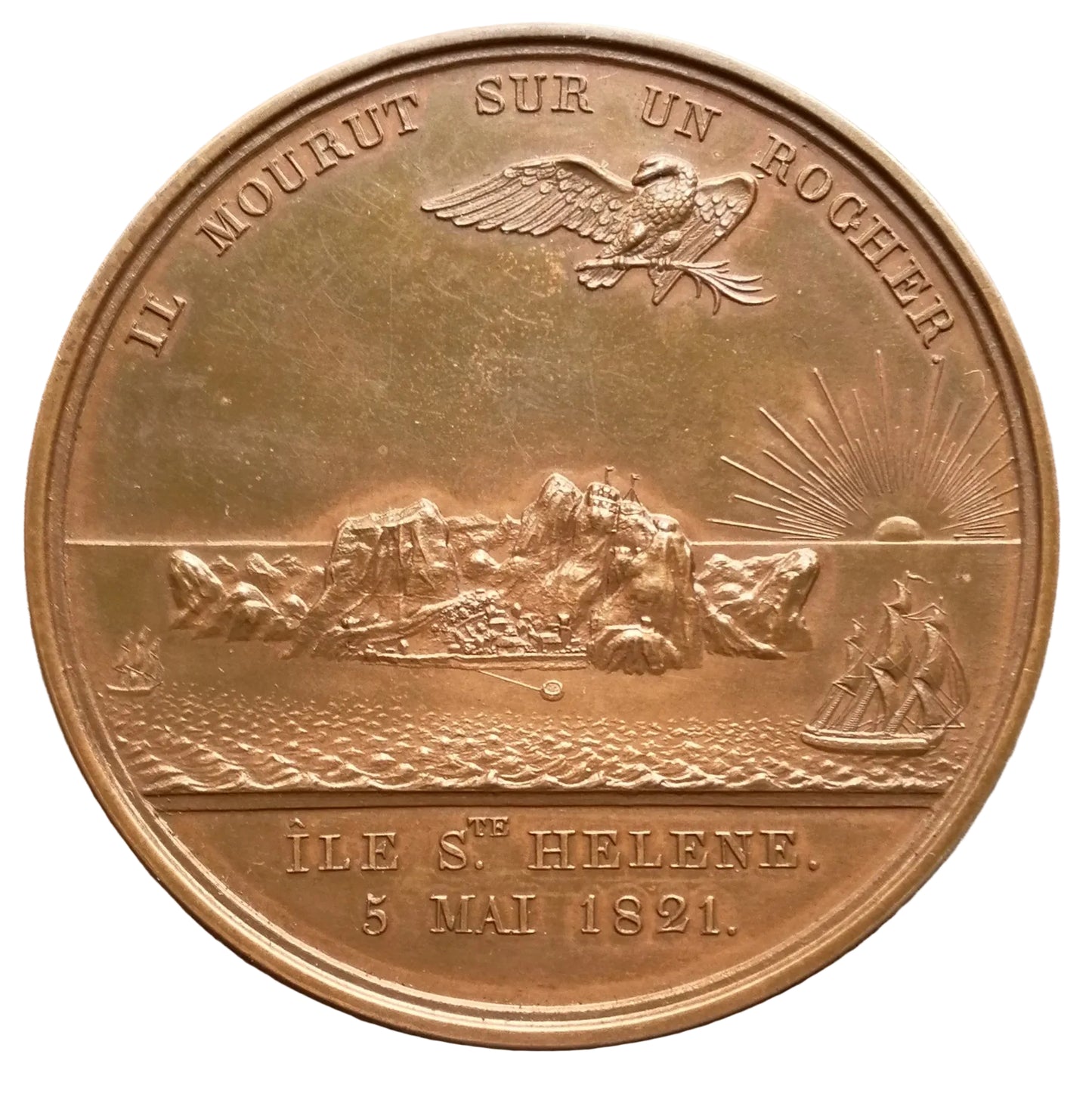 Napoleon medal Ile Ile de Sainte Hélène 1821 67.5 mm 143 gr bronze