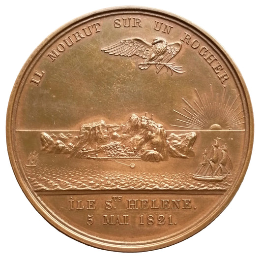 Médaille Napoléon Ier Ile de Sainte Hélène 1821 67.5 mm 143 gr Bronze
