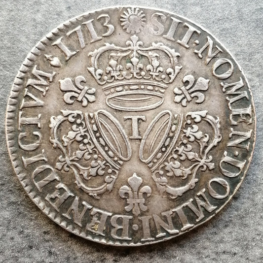 Louis XIV (1643-1715) Ecu aux 3 couronnes 1713 T Nantes argent 30.54 gr