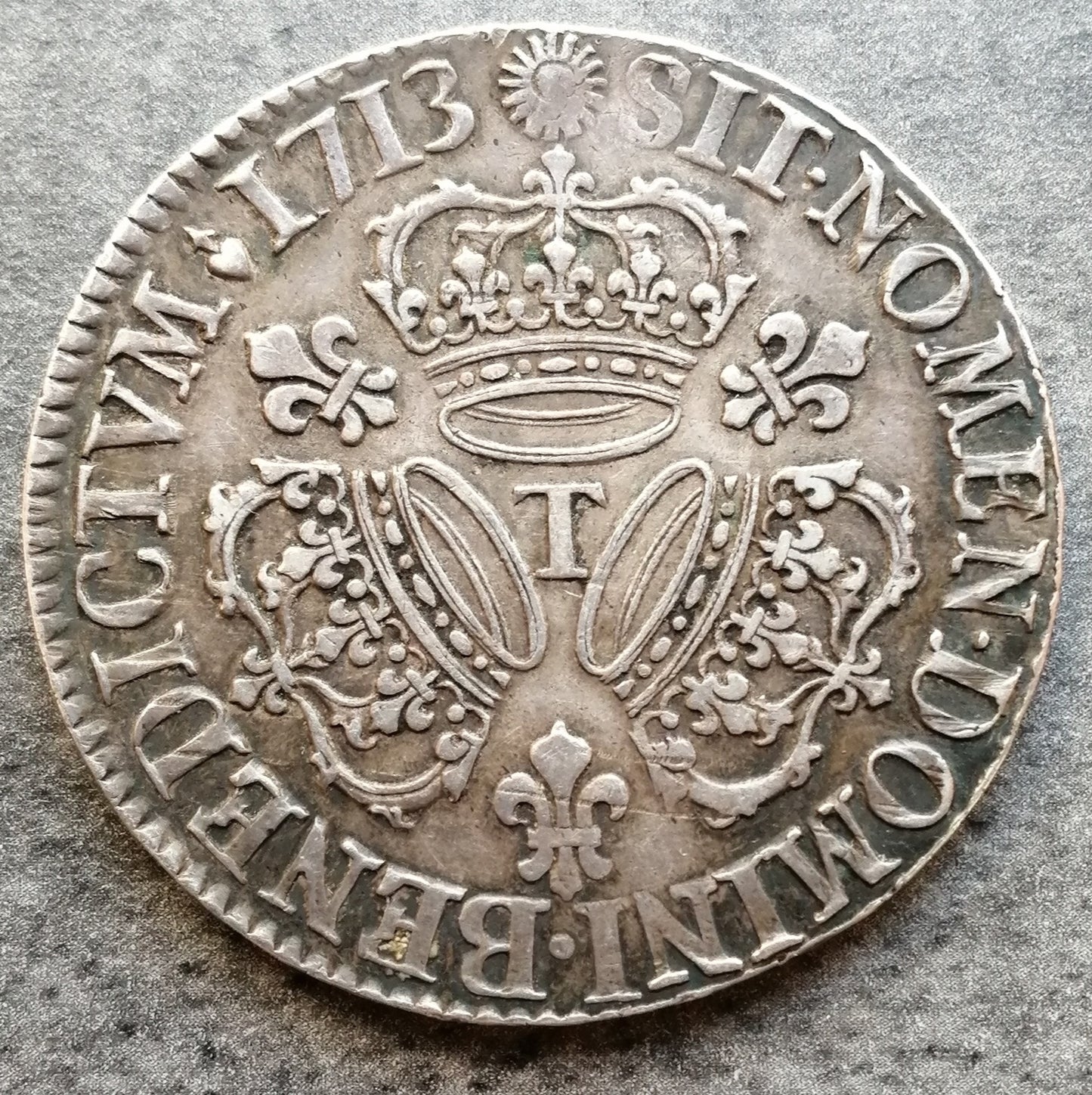 Louis XIV (1643-1715) Ecu aux 3 couronnes 1713 T Nantes argent 30.54 gr