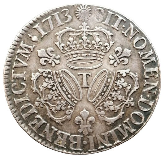 Louis XIV (1643-1715) Ecu aux 3 couronnes 1713 T Nantes argent 30.54 gr