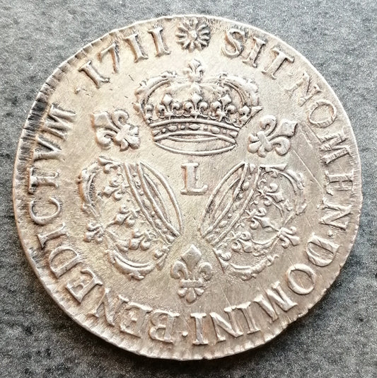 Louis XIV (1643-1715) Ecu aux trois couronnes 1711 L Bayonne argent 30.31 gr