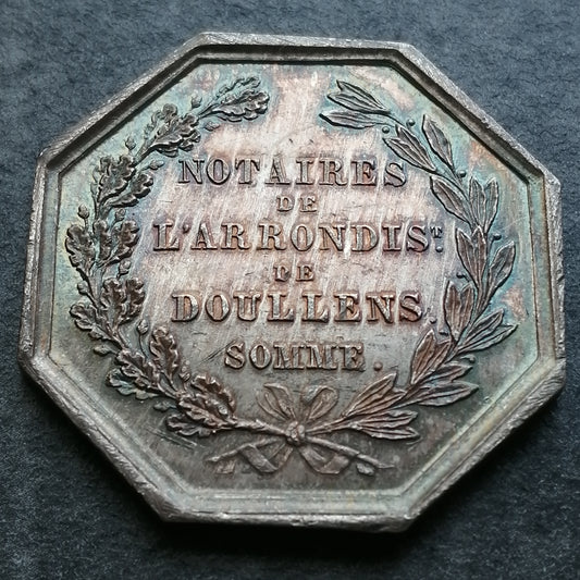 Jeton Notaires de l'arrondissement de Doullens (Somme) 1833 Argent 13.34 gr 31 mm