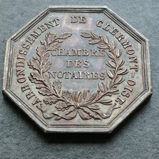 Jeton Notaires Clermont - Oise 1824 Argent 14.79 gr 30 mm