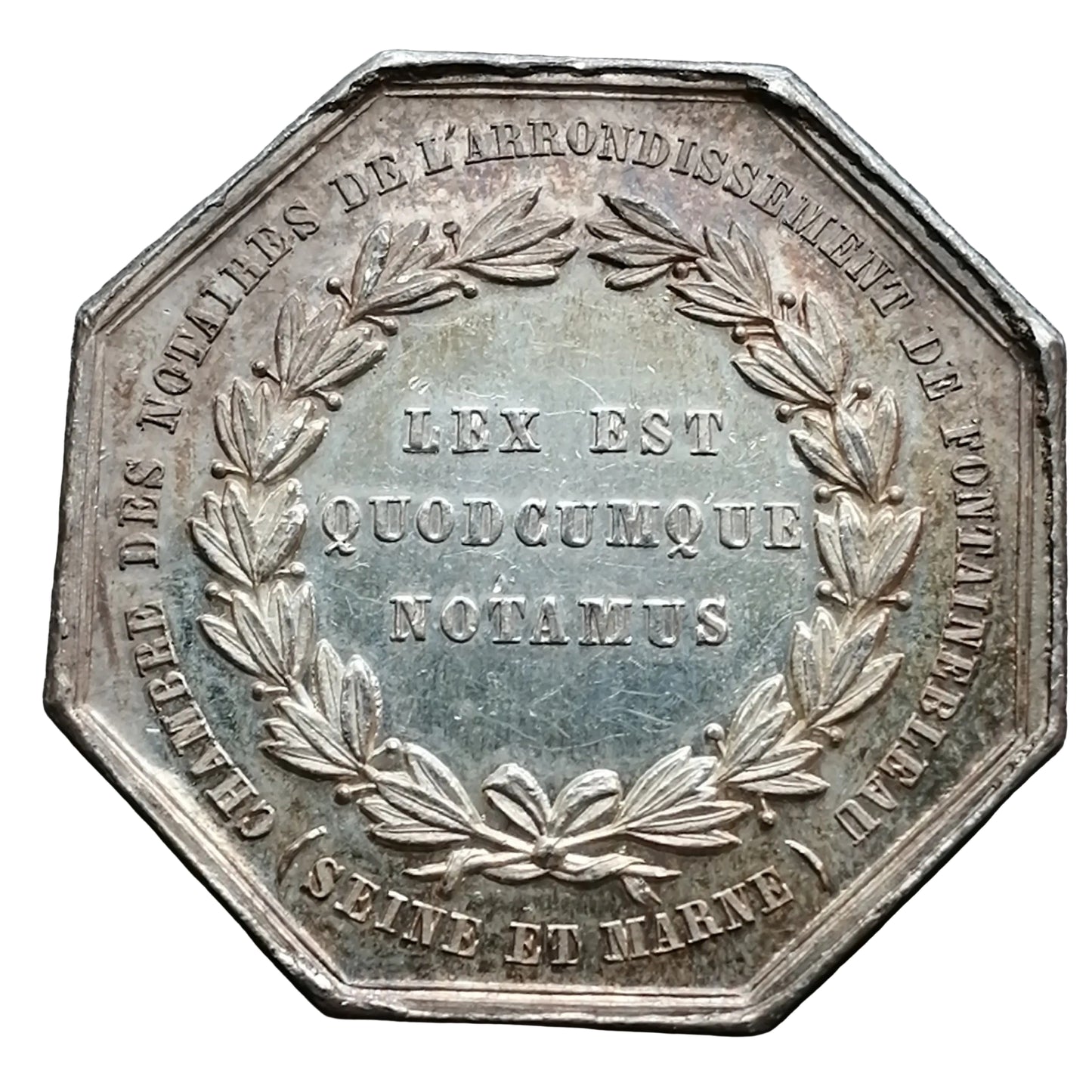 Jeton Notaires de Fontainebleau (Seine et Marne) Argent 15.36 gr 31 mm