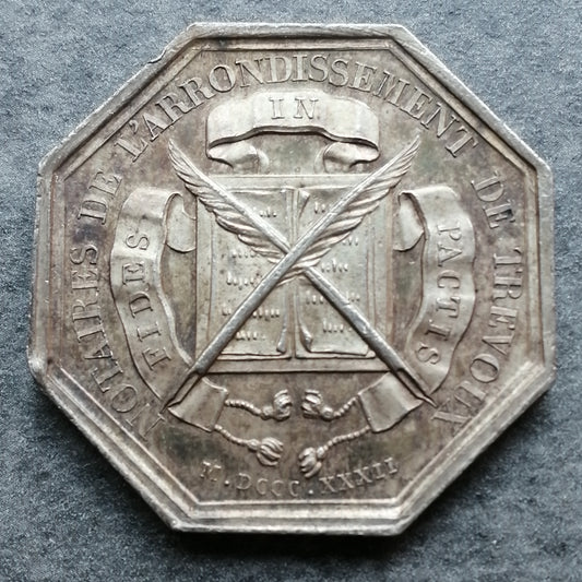 Jeton Notaires de Trévoux 1832 Argent 17.18 gr 32 mm