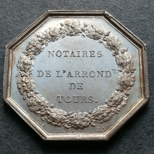 Jeton Notaires de l'arrondissement de Tours Argent 12.63 gr 30.5 mm