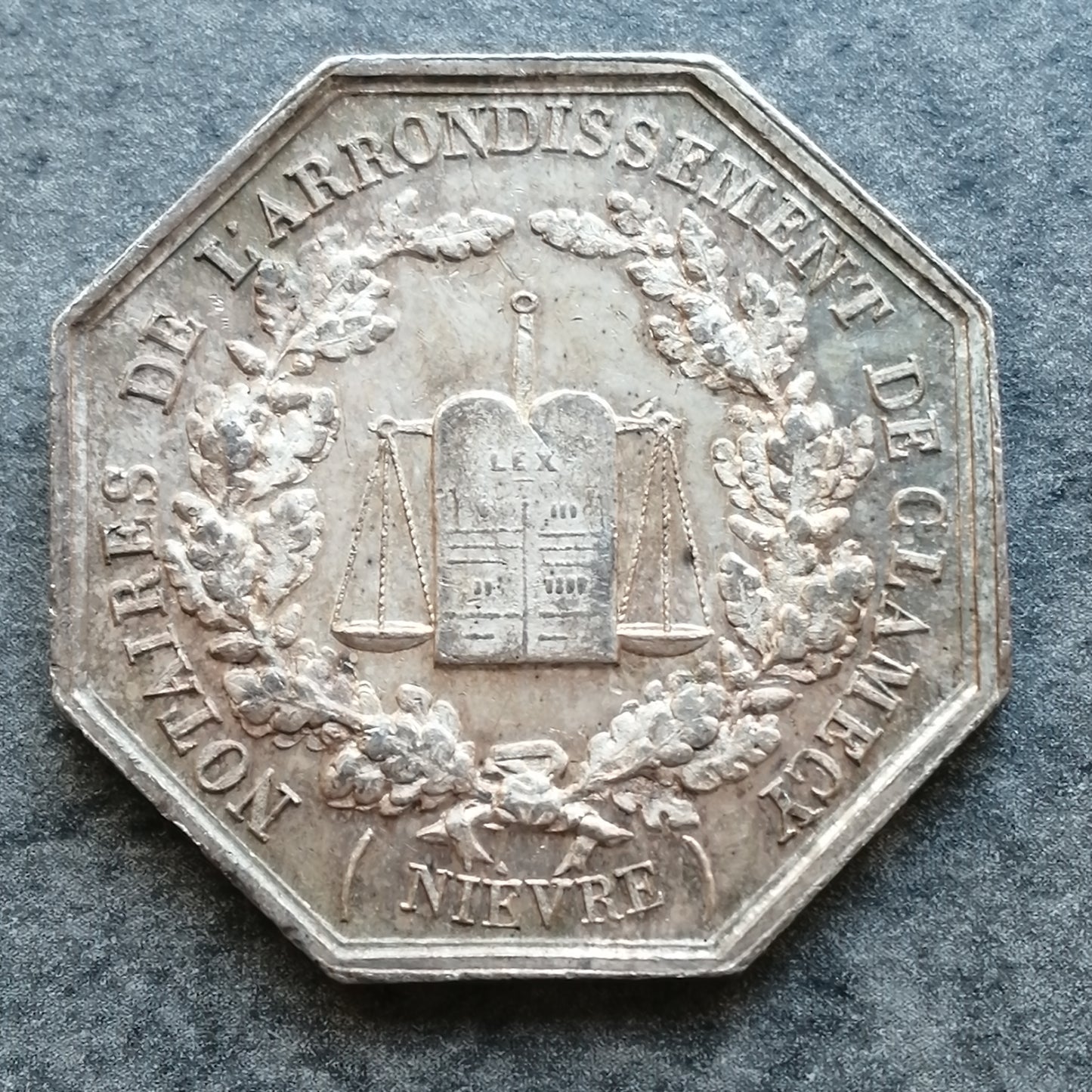 Jeton Notaires de l'arrondissement de Clamecy Argent 13.62 gr 31 mm