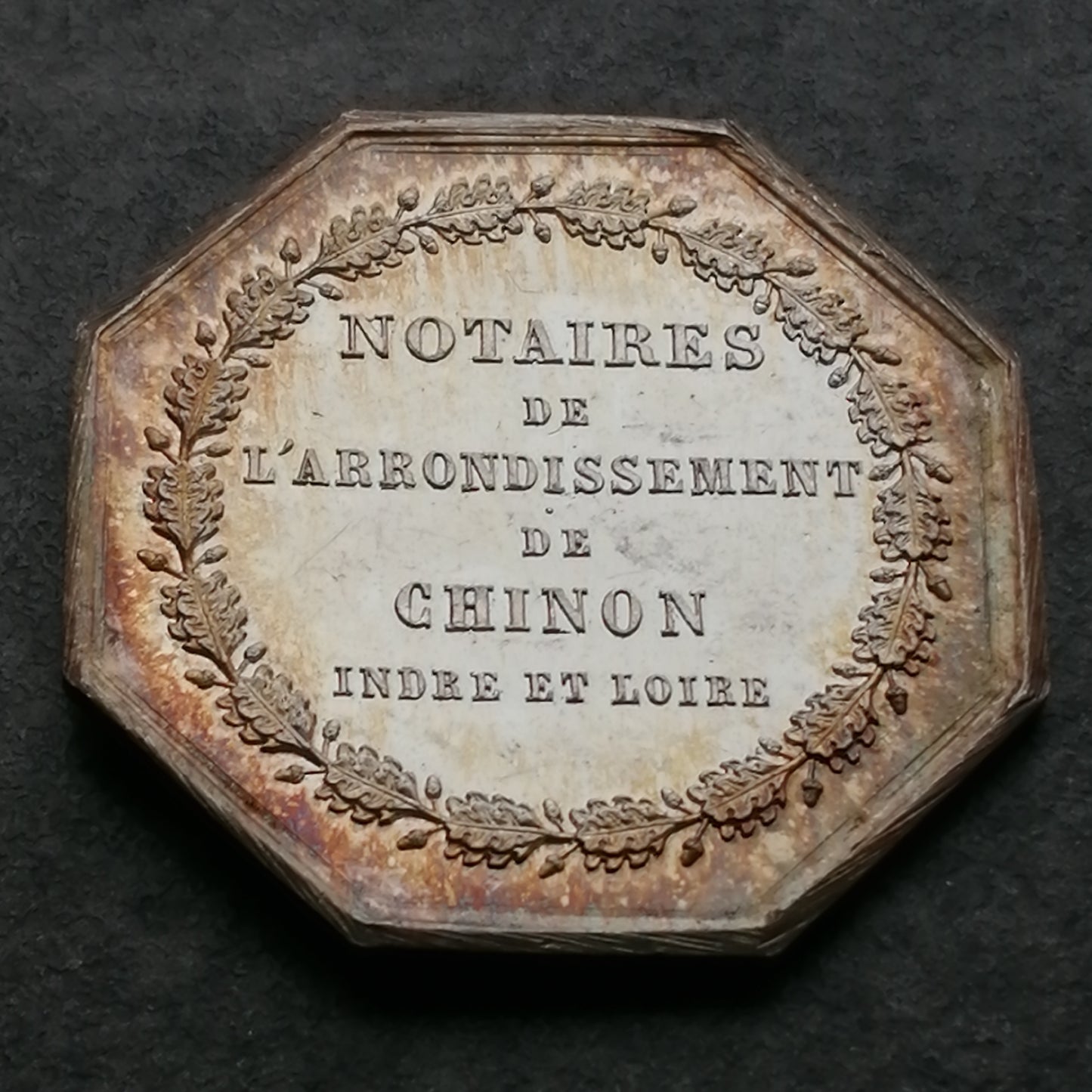 Jeton de Notaires de l'arrondissement de Chinon Argent 12.99 gr 32 mm