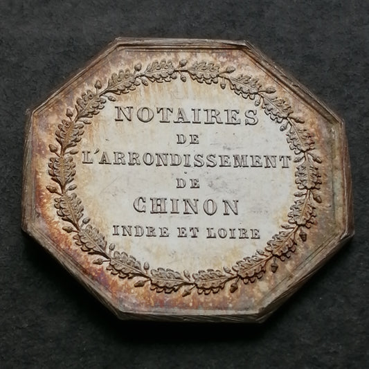 Jeton de Notaires de l'arrondissement de Chinon Argent 12.99 gr 32 mm