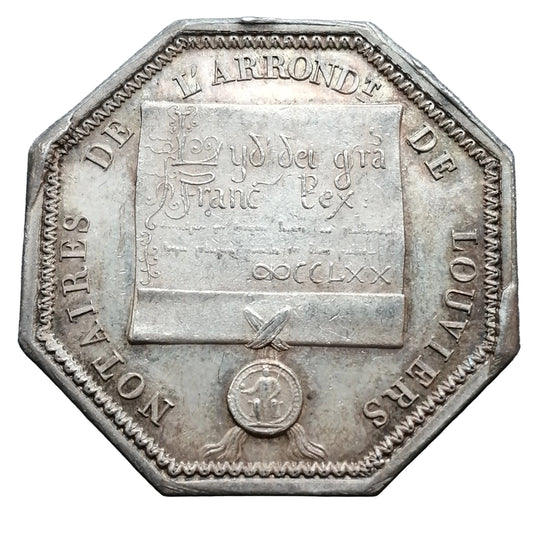 Jeton Notaires de l'arrondissement de Louviers. Saint Louis. Argent 31 mm 15.63 gr