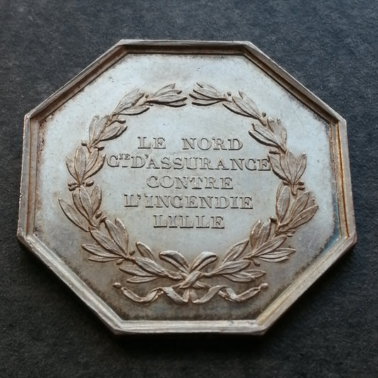 Jeton Assurance contre l'incendie Le Nord Lille Argent 1849 18.51 gr 35 mm