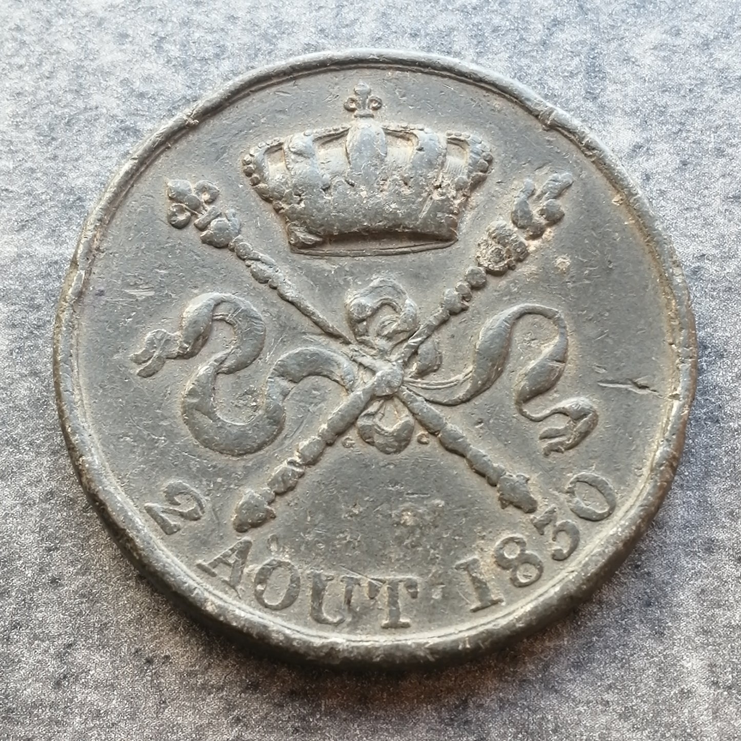 Módulo 5 Francos en peltre Enrique V 2 de agosto de 1830 21,71 gr 37 mm