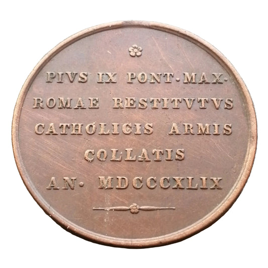 Vatican et Etats Pontificaux Médaille du pape Pie IX 1849 Bronze 16.75 gr 31 mm