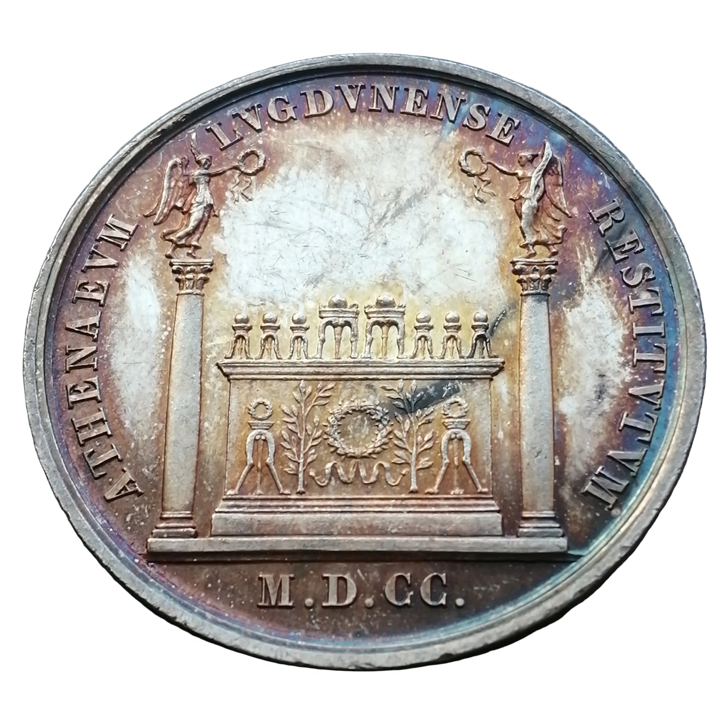 Jeton Athénée ou académie des Sciences. Belles lettres et Arts de Lyon 1828 Argent 15.52 gr 33 mm