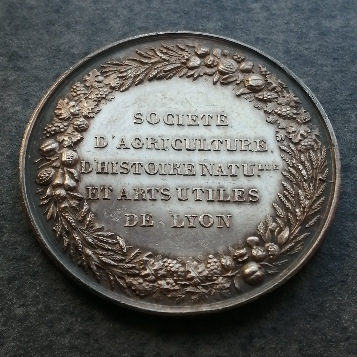 Jeton Société d'Agriculture. Histoire Naturelle et Arts Utiles de Lyon 1834 Argent 14.29 gr 34 mm
