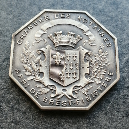 Jeton Chambre des Notaires de Brest Finistère Flan Mat Argent 15.52 gr 33 mm