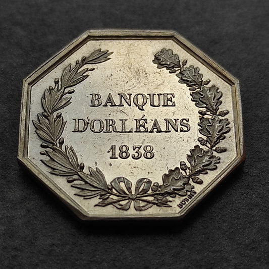 Jeton Banque d'Orléans 1838 Louis Philippe Argent 12.6 gr