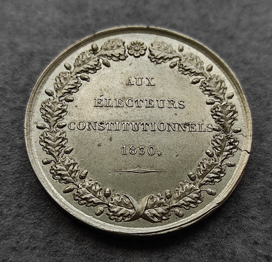 Jeton La dissolution de 1830. Aux électeurs constitutionnels. 19.6 gr