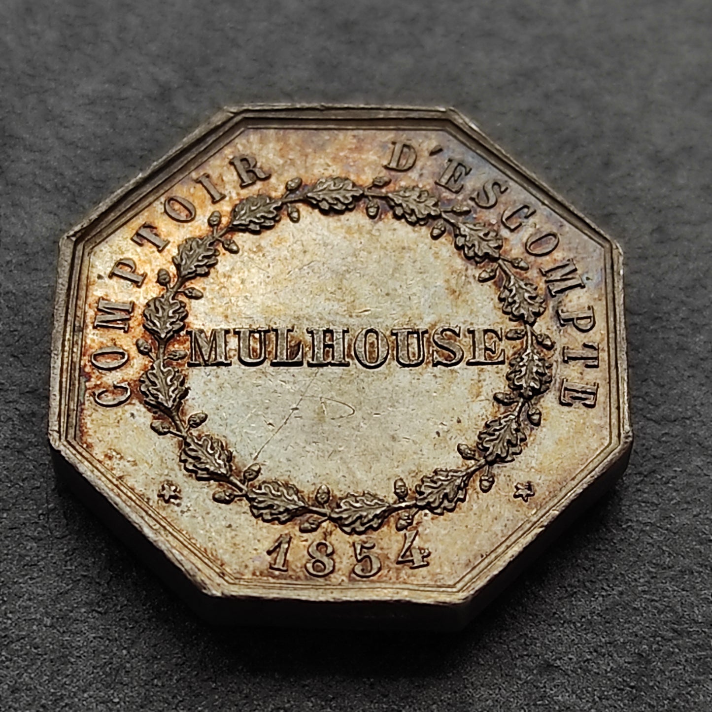 Jeton Comptoir d'escompte de Mulhouse 1854 Argent 9.1 gr