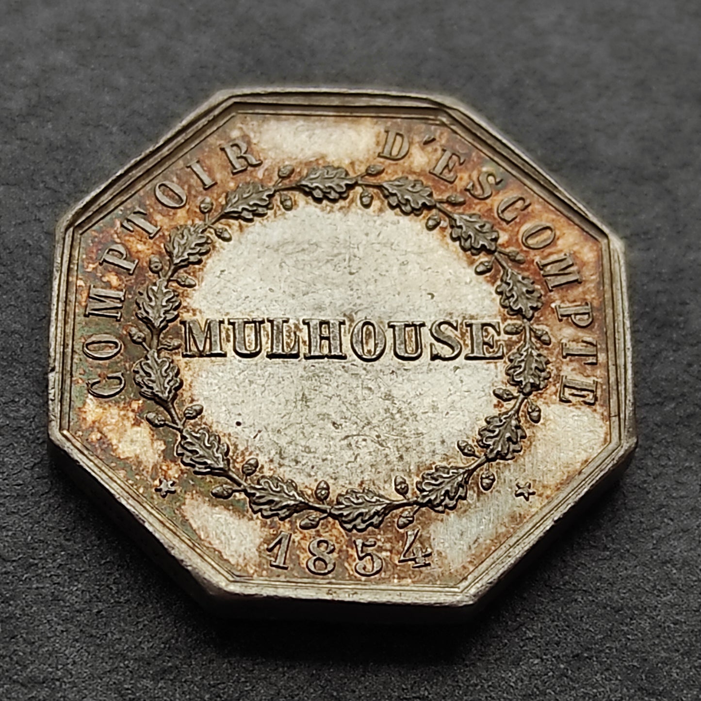 Jeton Comptoir d'escompte de Mulhouse 1854 Argent 6.7 gr